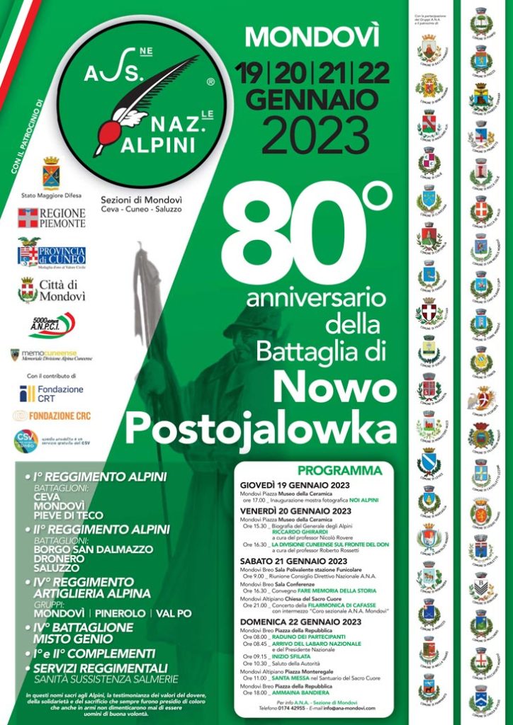 A Mondovì dal 19 al 22 gennaio per l'80' anniversario della battaglia di Nowo Postojalowka
